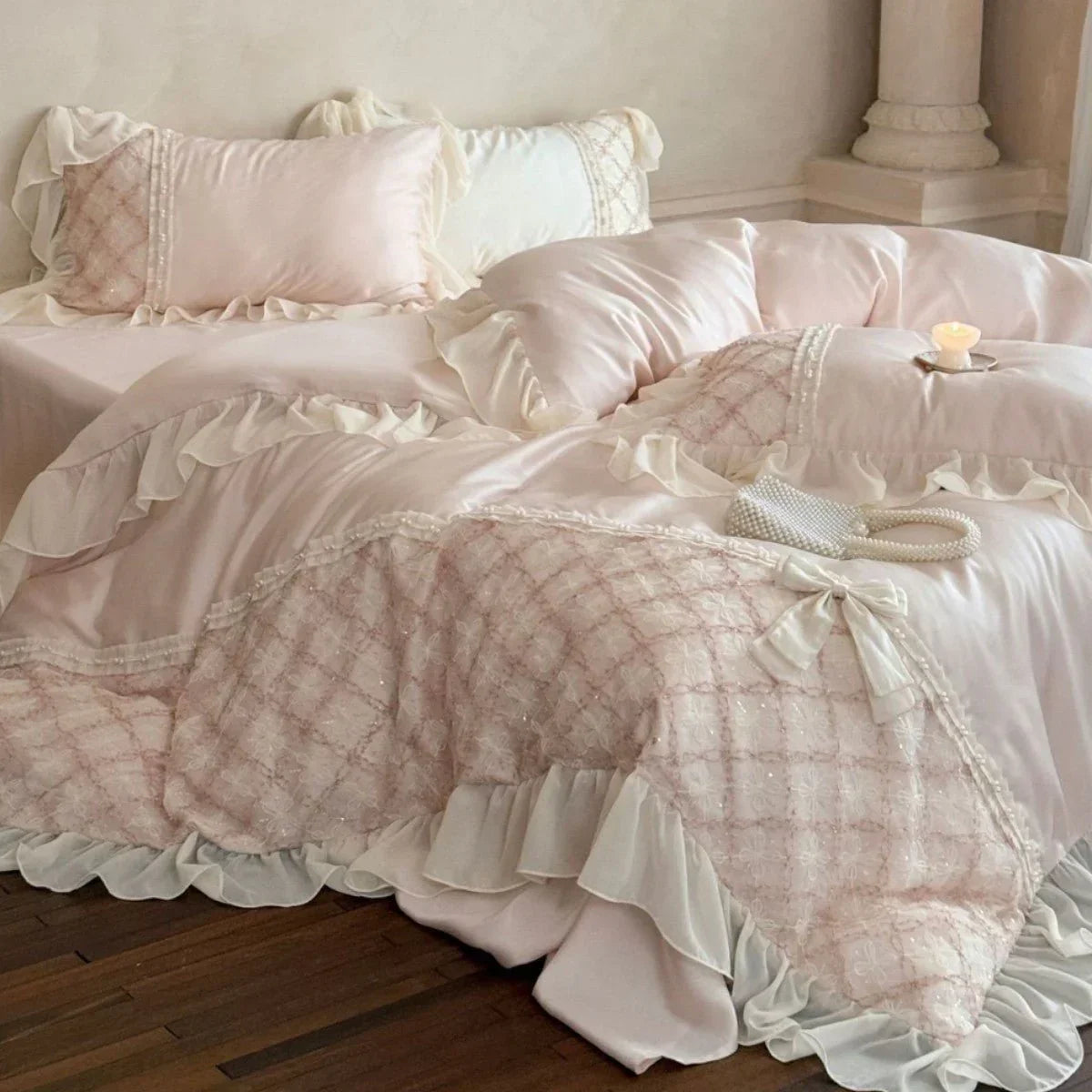 Haute Pearl TENCEL™ Bedding Set / White Romance Ever Lasting