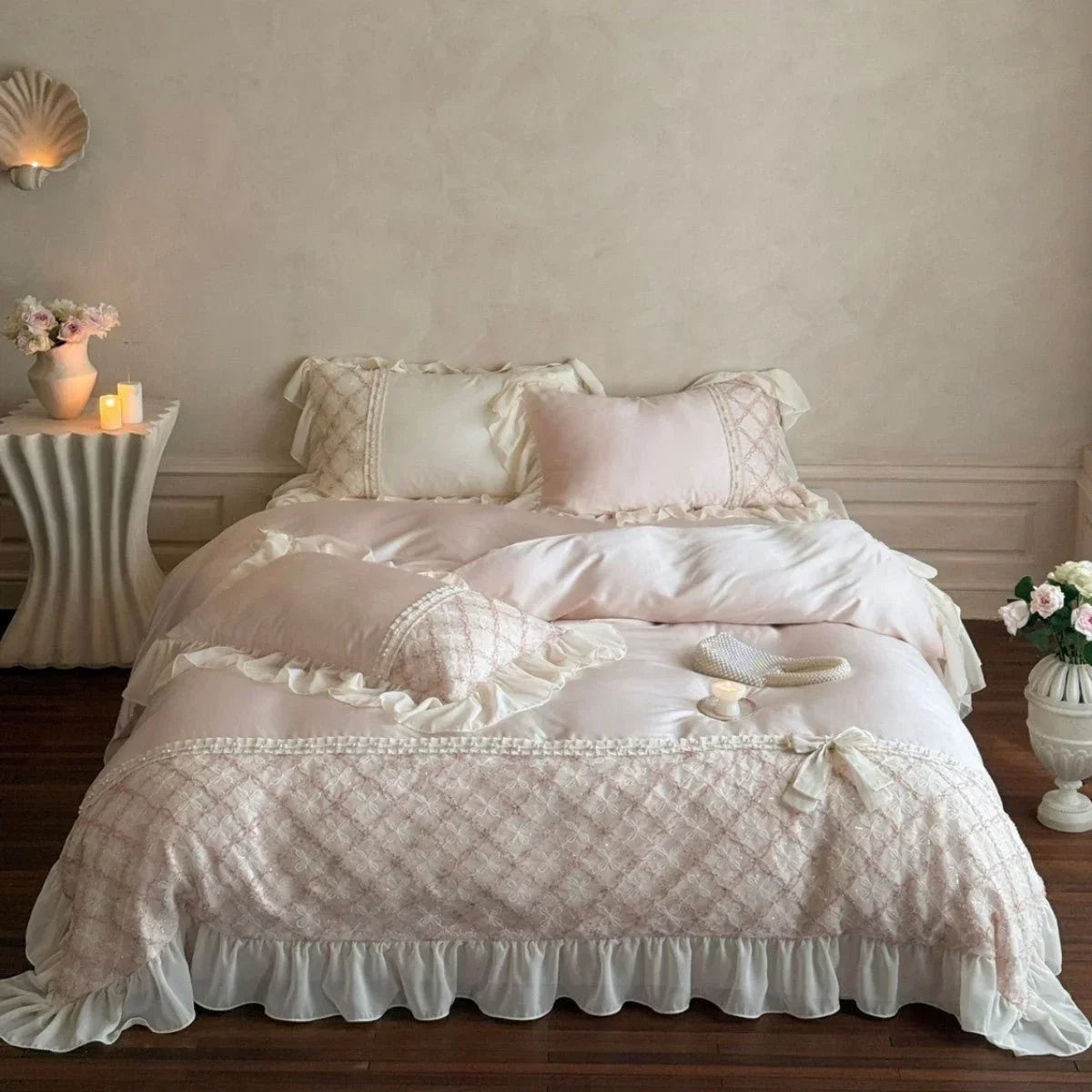 Haute Pearl TENCEL™ Bedding Set / White Romance Ever Lasting