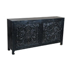 Hawk Black Hand carved 4 Door Buffet Sideboard