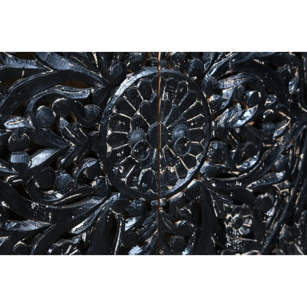 Hawk Black Hand carved 4 Door Buffet Sideboard