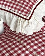 Hazel Vintage Gingham Ruffle Bedding Set / Black Ever Lasting