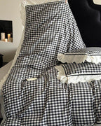 Hazel Vintage Gingham Ruffle Bedding Set / Black Ever Lasting