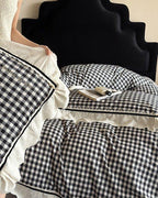 Hazel Vintage Gingham Ruffle Bedding Set / Black Ever Lasting