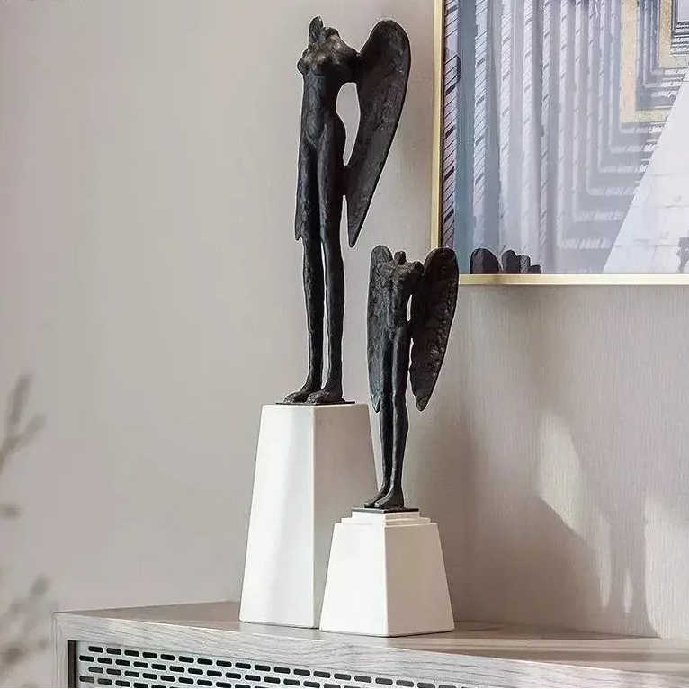 Headless Angel Abstract Figures Sculpture Ornaments Desk Decoration Cast Iron Angel Character Statue Crafts Modern Home Decor - House Of Avana