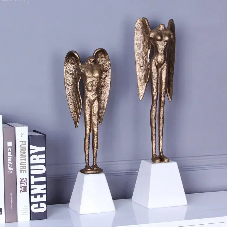 Headless Angel Abstract Figures Sculpture Ornaments Desk Decoration Cast Iron Angel Character Statue Crafts Modern Home Decor - House Of Avana
