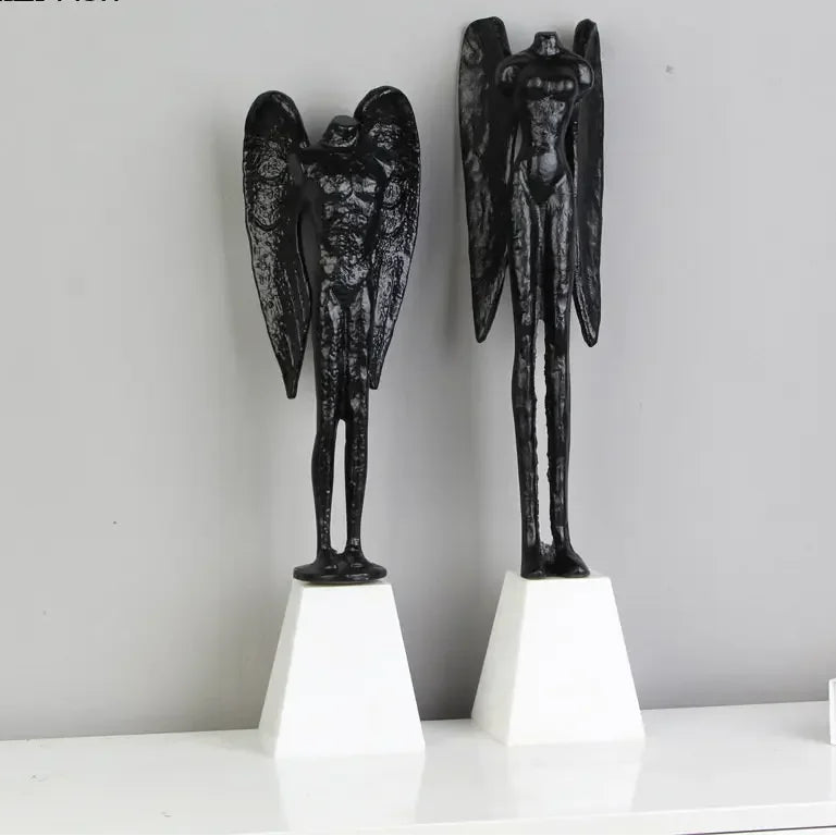 Headless Angel Abstract Figures Sculpture Ornaments Desk Decoration Cast Iron Angel Character Statue Crafts Modern Home Decor - House Of Avana