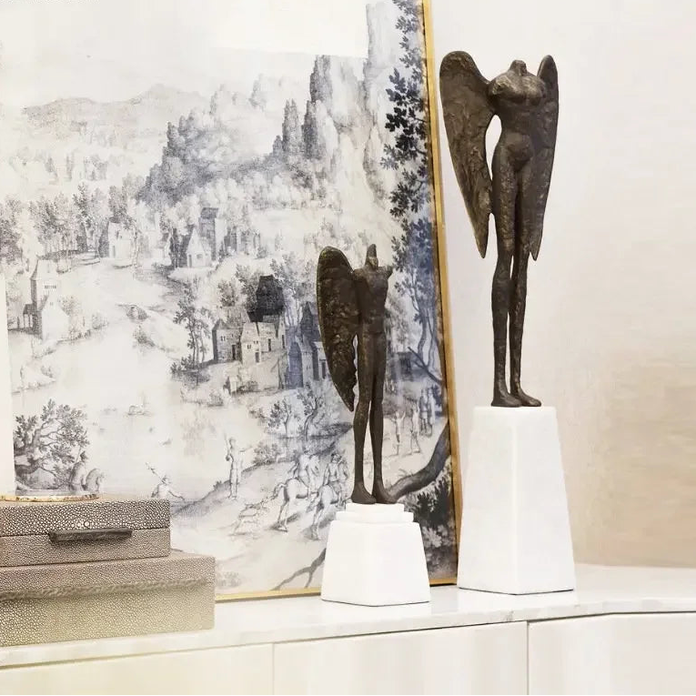 Headless Angel Abstract Figures Sculpture Ornaments Desk Decoration Cast Iron Angel Character Statue Crafts Modern Home Decor - House Of Avana