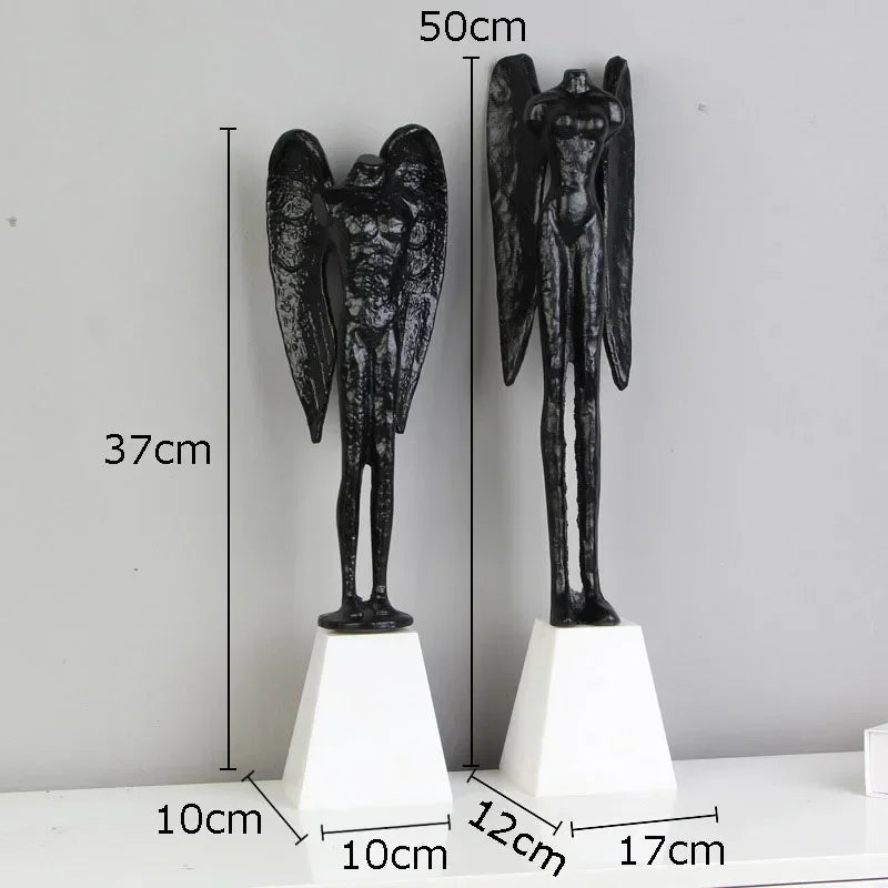Headless Angel Abstract Figures Sculpture Ornaments Desk Decoration Cast Iron Angel Character Statue Crafts Modern Home Decor - House Of Avana