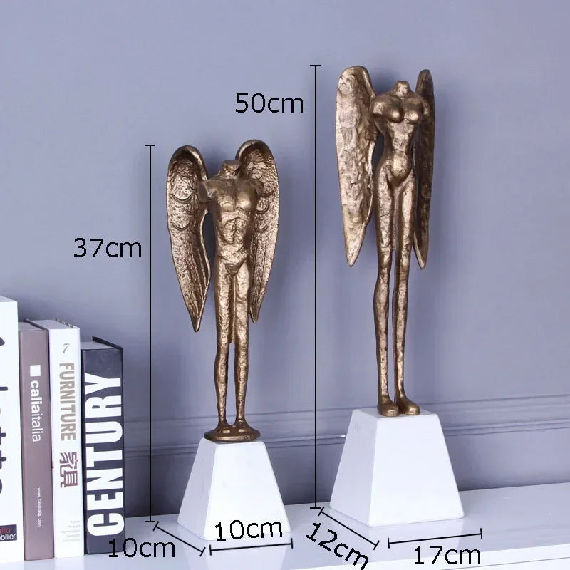 Headless Angel Abstract Figures Sculpture Ornaments Desk Decoration Cast Iron Angel Character Statue Crafts Modern Home Decor - House Of Avana