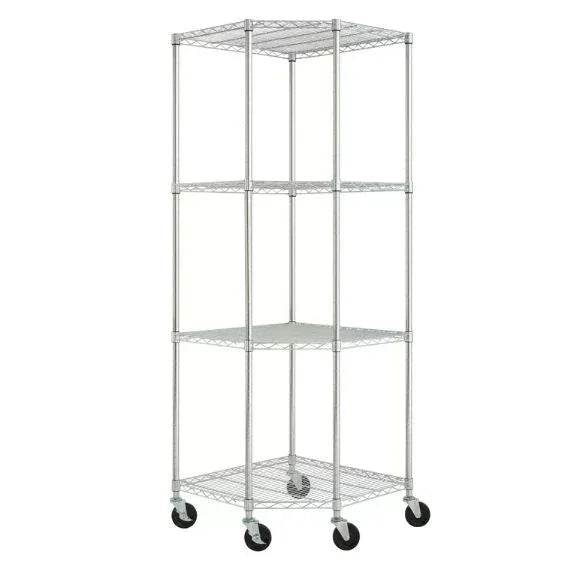 Heavy Duty 4-Tier Corner Storage Rack Shelving Unit with Casters