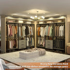 Heavy Duty Black Grey Freestanding Garment Rack Closet Wardrobe with 3 Drawers