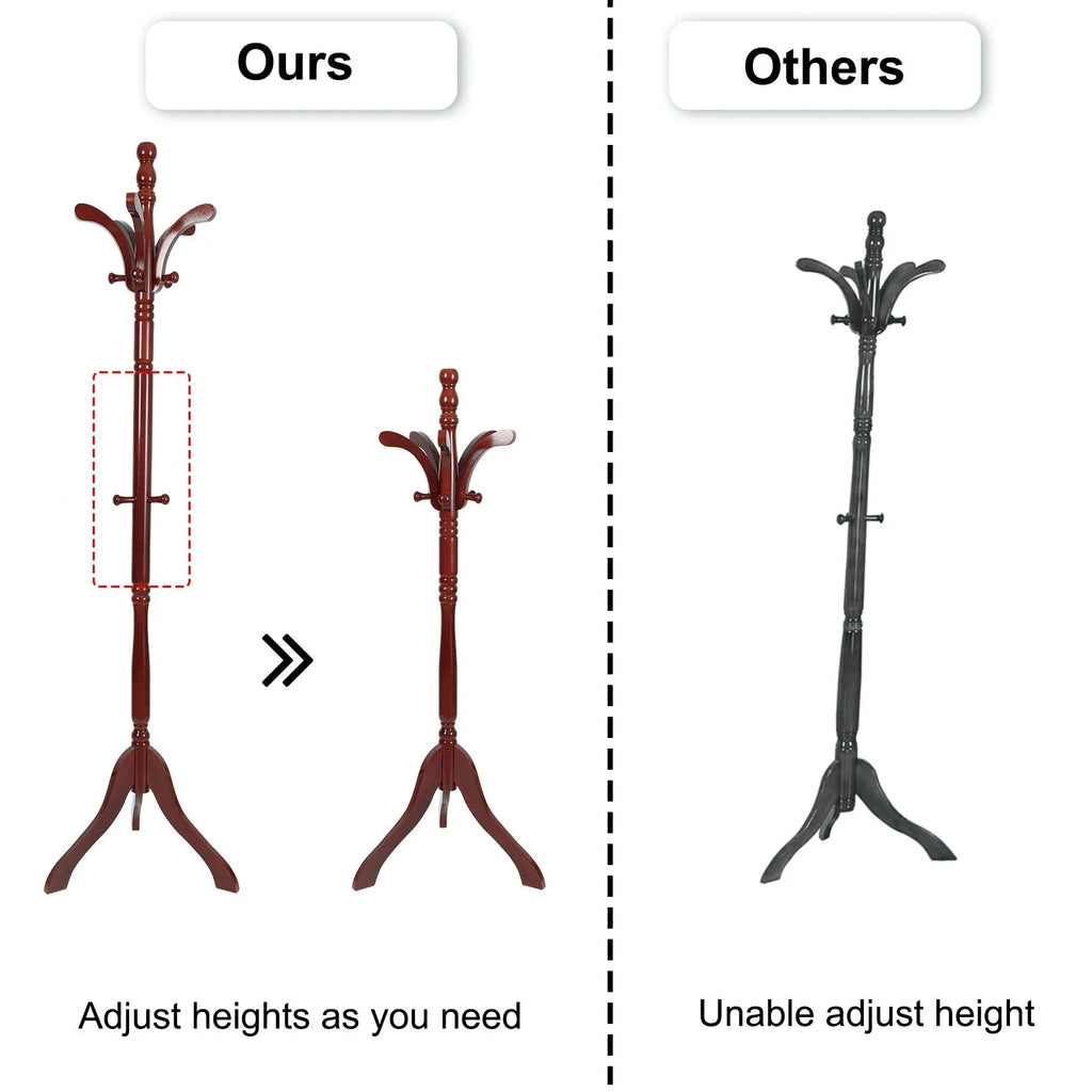 176.5cm H Hall Tree Free Standing Coat Rack Entryway Coat Stand with 13 Hooks Height Adjustable Garment Hanger Stand Stable Triangle Legged Base House Of Avana