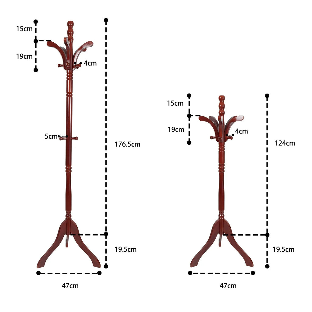 176.5cm H Hall Tree Free Standing Coat Rack Entryway Coat Stand with 13 Hooks Height Adjustable Garment Hanger Stand Stable Triangle Legged Base House Of Avana