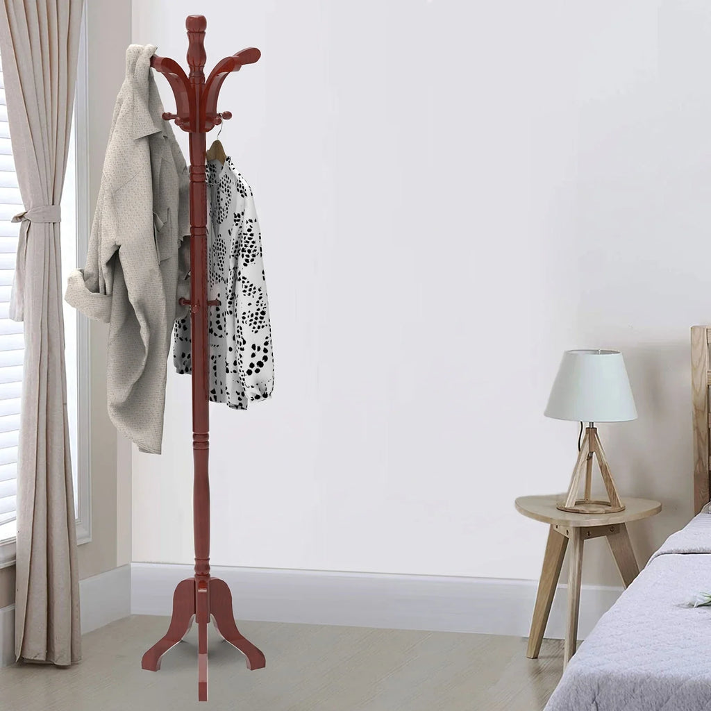 176.5cm H Hall Tree Free Standing Coat Rack Entryway Coat Stand with 13 Hooks Height Adjustable Garment Hanger Stand Stable Triangle Legged Base House Of Avana