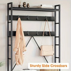 Heavy-Duty Hall Tree with Bench - 5-in-1 Entryway Organizer with Shoe Storage, Coat Rack, Bench - Freestanding Shoe Rack with 8 Hooks & 3 Cubbies, Space-Saving Design for Hallway, Living Room, Apartment - Sturdy Wooden & Meta House Of Avana