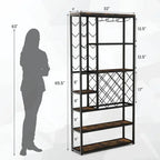 Heavy Duty Industrial Metal Wood 6 Tier Wine Rack Kitchen Storage Shelving Unit
