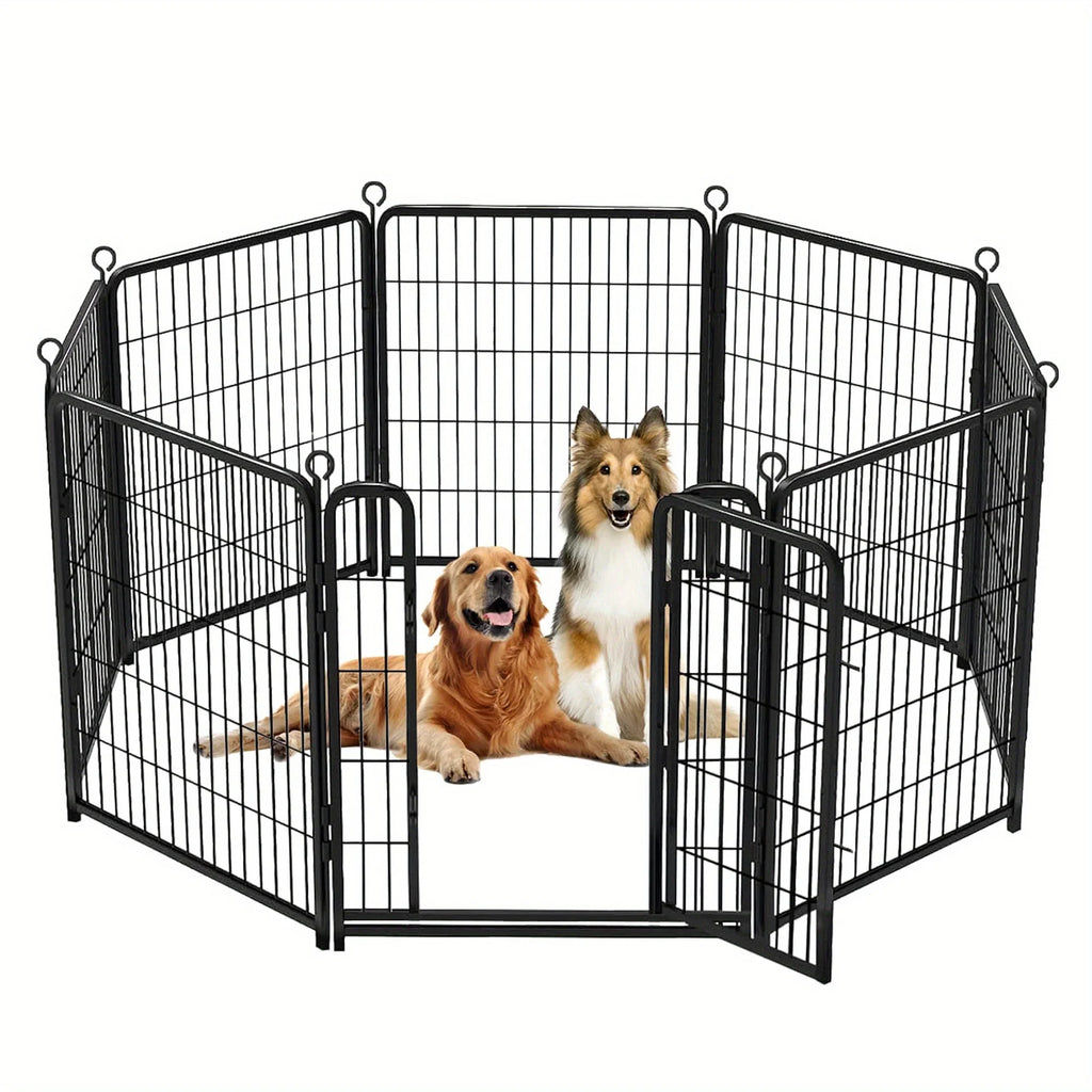 [Heavy Duty Metal Dog Playpen] Extra Large Heavy Duty Metal Dog Playpen - 40"H x 18'L (8 Panels) Indoor/Outdoor Pet Fence, Portable Puppy Pen with Wide Door & Low Threshold, for Large Breeds, RV, Yard, Home - Easy Assembly & House Of Avana