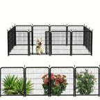 [Heavy Duty Metal Dog Playpen] Extra Large Heavy Duty Metal Dog Playpen - 40"H x 18'L (8 Panels) Indoor/Outdoor Pet Fence, Portable Puppy Pen with Wide Door & Low Threshold, for Large Breeds, RV, Yard, Home - Easy Assembly & House Of Avana