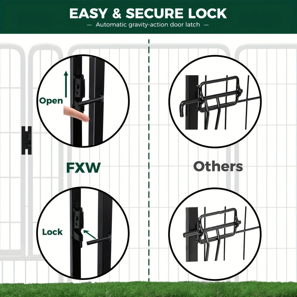 [Heavy Duty Metal Dog Playpen] Extra Large Heavy Duty Metal Dog Playpen - 40"H x 18'L (8 Panels) Indoor/Outdoor Pet Fence, Portable Puppy Pen with Wide Door & Low Threshold, for Large Breeds, RV, Yard, Home - Easy Assembly & House Of Avana