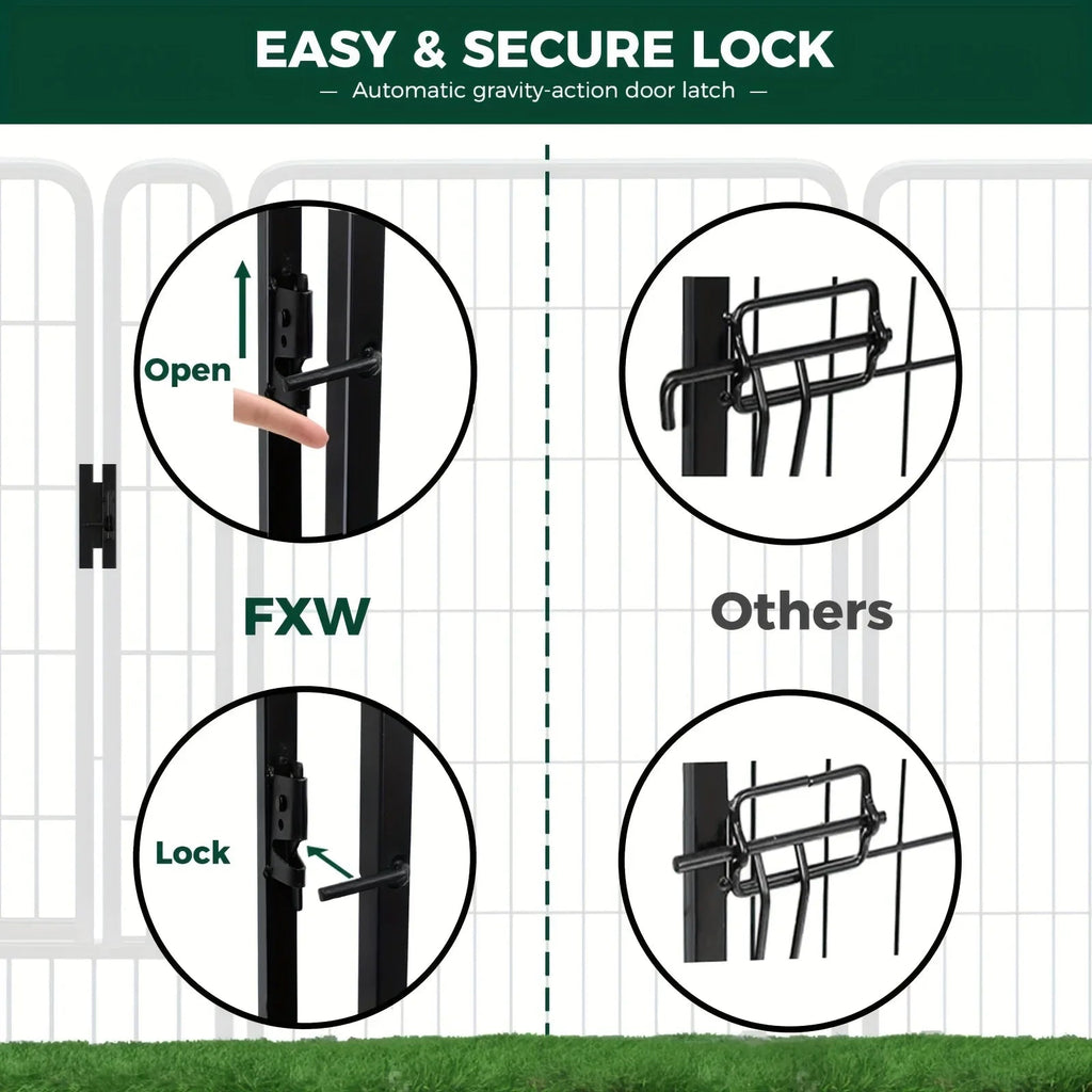 [Heavy Duty Metal Dog Playpen] Extra Large Heavy Duty Metal Dog Playpen - 40"H x 18'L (8 Panels) Indoor/Outdoor Pet Fence, Portable Puppy Pen with Wide Door & Low Threshold, for Large Breeds, RV, Yard, Home - Easy Assembly & House Of Avana [[SKU:HOA-PLN-006]]