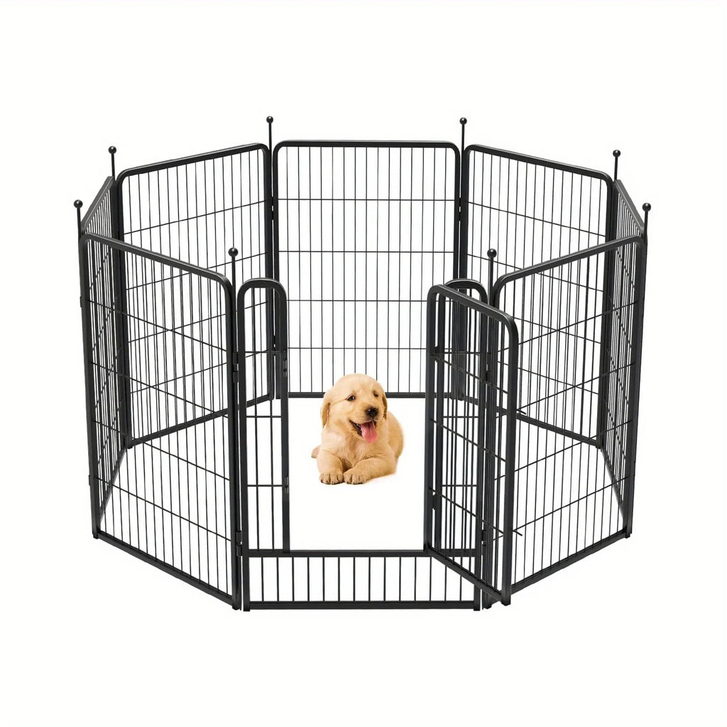 [Heavy Duty Metal Dog Playpen] Extra Large Heavy Duty Metal Dog Playpen - 40"H x 18'L (8 Panels) Indoor/Outdoor Pet Fence, Portable Puppy Pen with Wide Door & Low Threshold, for Large Breeds, RV, Yard, Home - Easy Assembly & House Of Avana