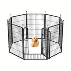 [Heavy Duty Metal Dog Playpen] Extra Large Heavy Duty Metal Dog Playpen - 40"H x 18'L (8 Panels) Indoor/Outdoor Pet Fence, Portable Puppy Pen with Wide Door & Low Threshold, for Large Breeds, RV, Yard, Home - Easy Assembly & House Of Avana