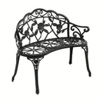 Outdoor Patio Bench - Heavy-Duty Cast Aluminum & Iron Construction, Elegant Floral design with Curved Legs - All-Weather Garden, Porch, or Entryway Furniture - Easy Assembly (No Tools Needed) - Black Bench for Modern/Traditio House Of Avana