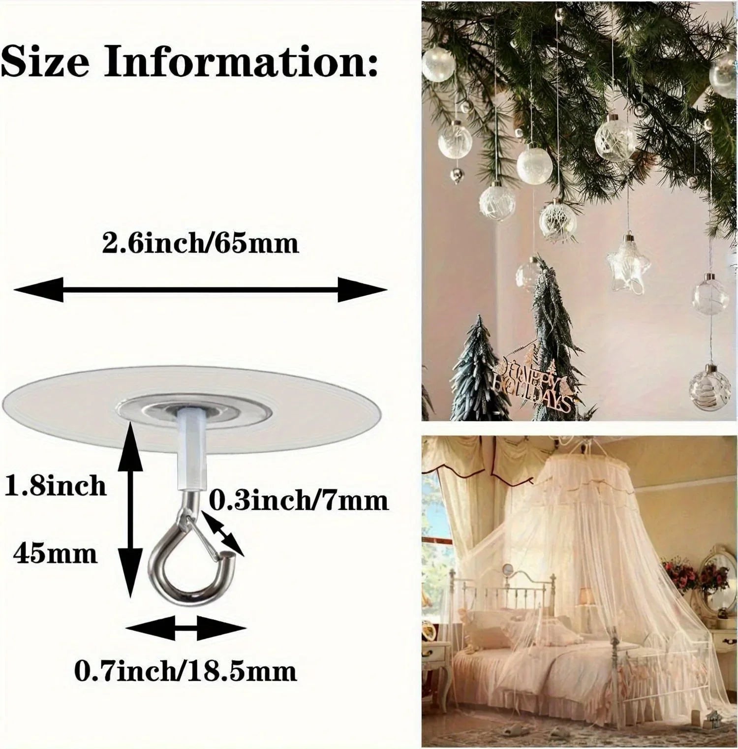 Stick Ceiling Hooks Heavy Duty Self-Adhesive Water Resistant Hooks for Ceiling Multifunctional Hooks for Balloons Wind Chimes | Halloween Props & Christmas DecorationsHanger (Black Friday Deal) House Of Avana
