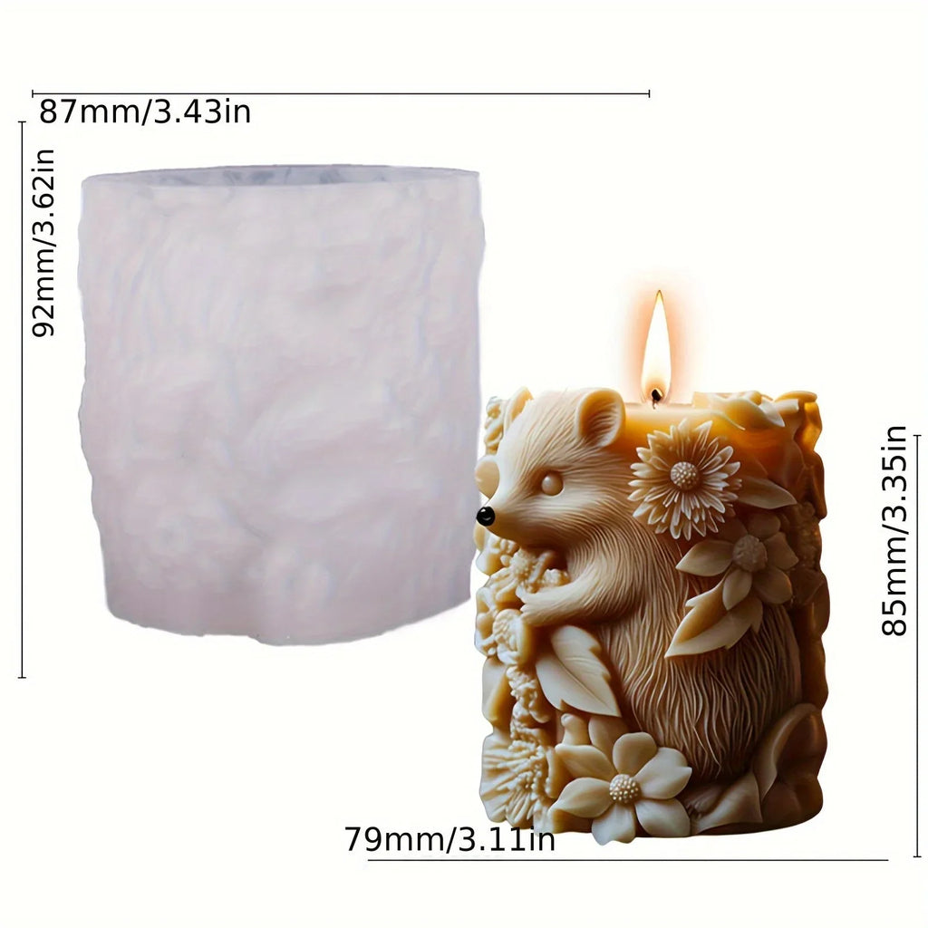 Flourishing Hedgehog Candle Mold - with Hedgehog & Floral Designs, for Pillar Candles, Resin, Plaster, Soap, - Reusable Silicone Crafting Mold for DIY Home Decor, Wedding, Birthday, Valentine'S Gifts - Easy Release & Long-Las House Of Avana