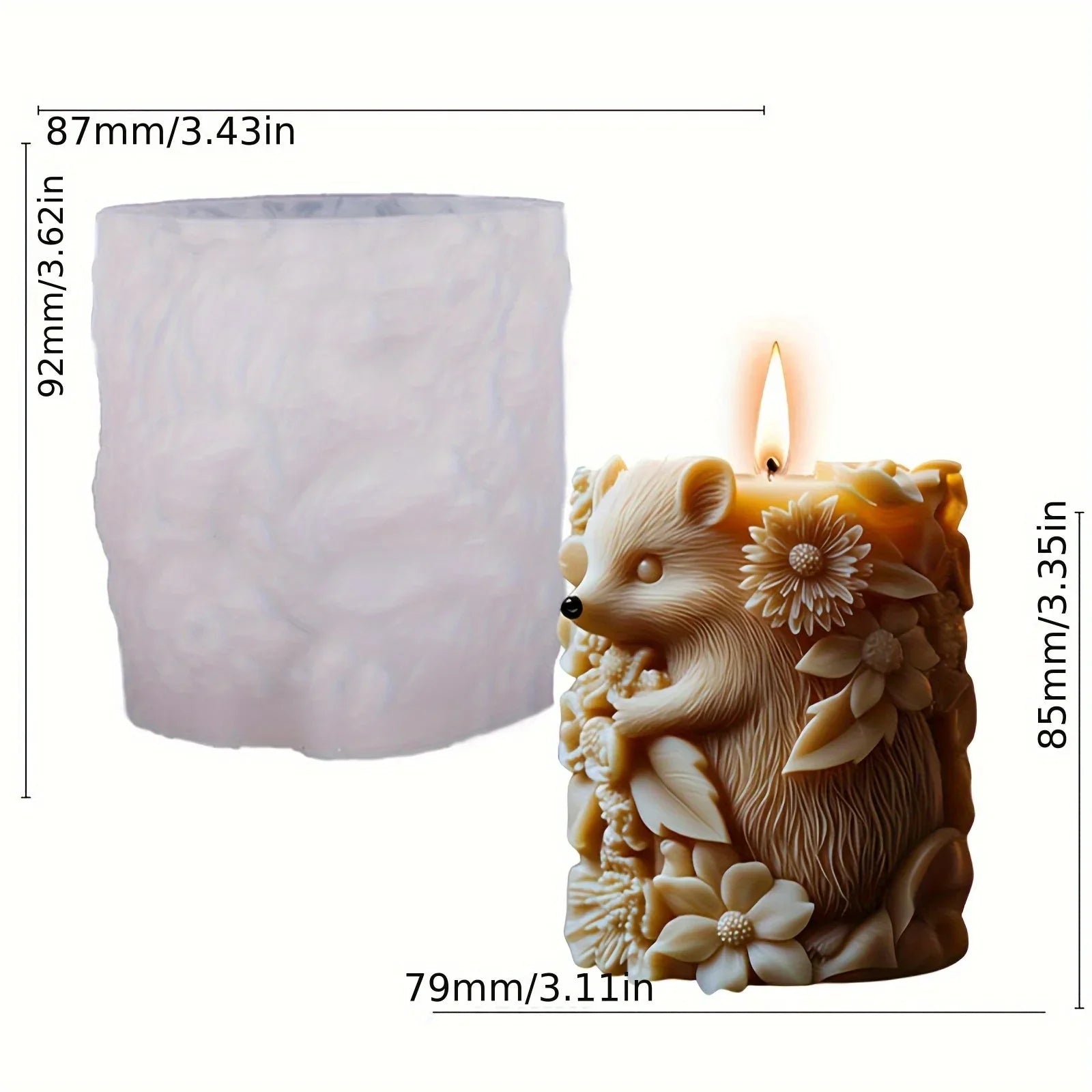 Flourishing Hedgehog Candle Mold - with Hedgehog & Floral Designs, for Pillar Candles, Resin, Plaster, Soap, - Reusable Silicone Crafting Mold for DIY Home Decor, Wedding, Birthday, Valentine'S Gifts - Easy Release & Long-Las House Of Avana