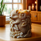 Floral pattern silicone candle mold in soft pink, hedgehog design - House of Avana