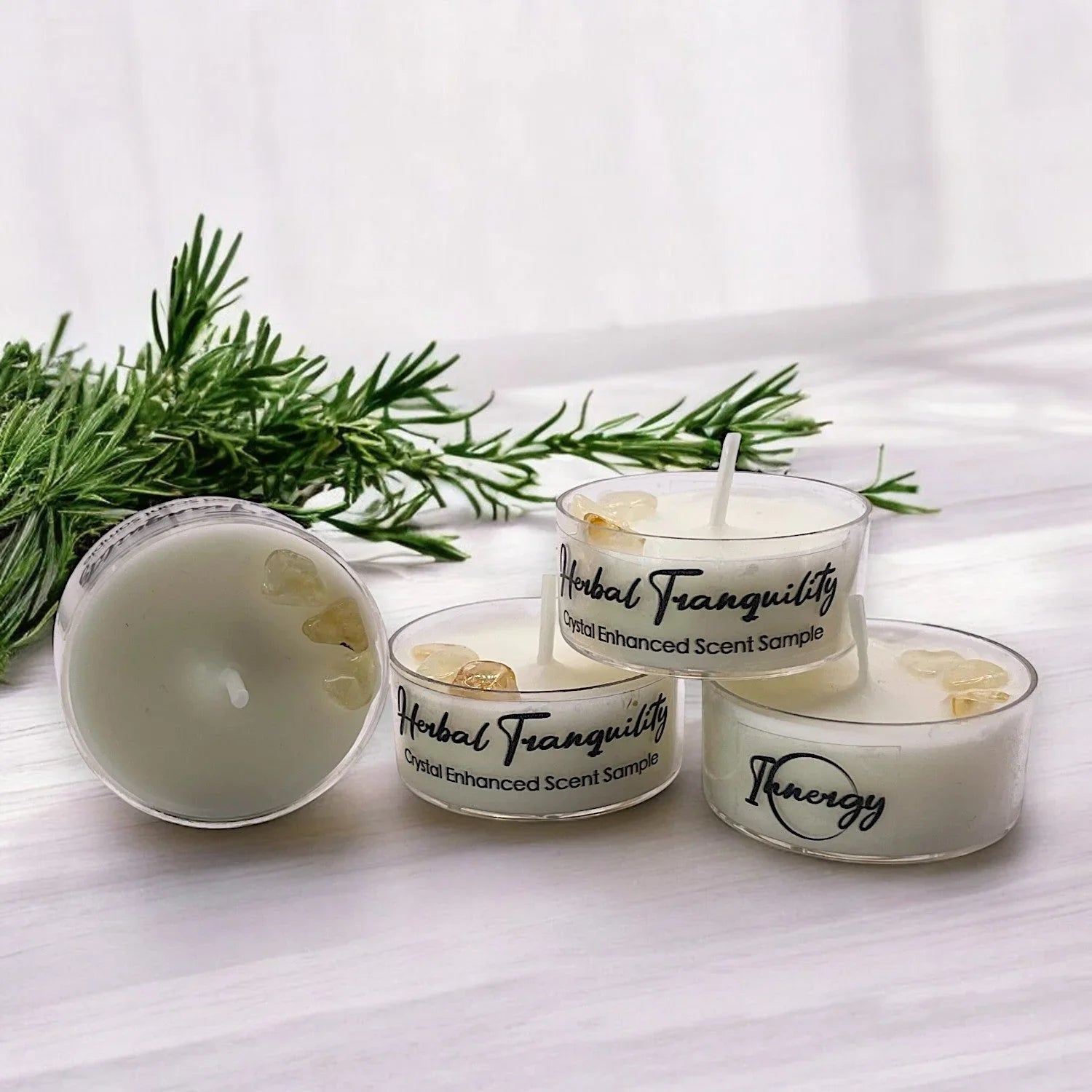 Clear crystal tea light candle, coconut-soy wax, soothing ambiance - House of Avana