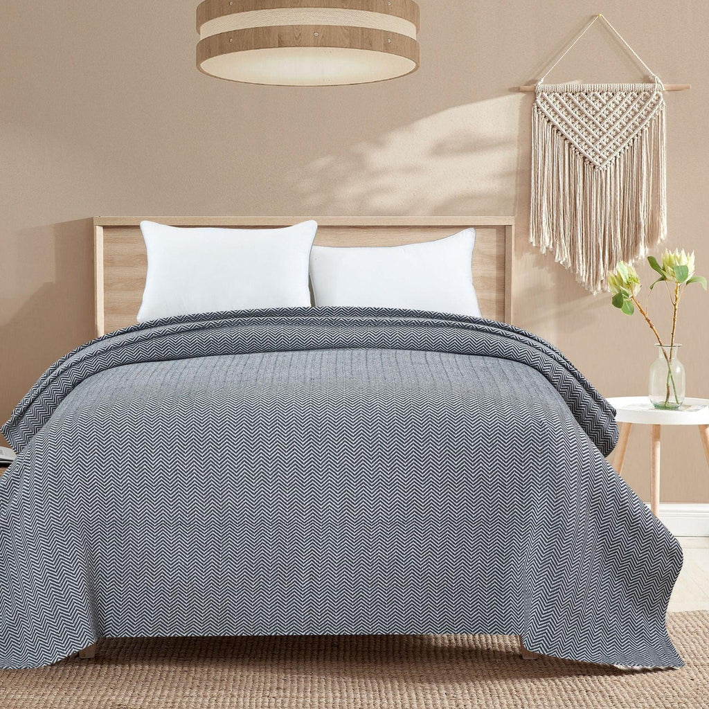 Herringbone Cotton Blanket Mélange Home