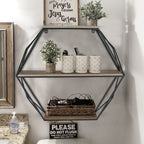 Hexagon Wall Shelves, Floating Shelves, Wall Mounted Shelves for Decor, Wood&Metal, Suitable for Living Room, Entryway, Hallway, Office, Floating Shelves House Of Avana