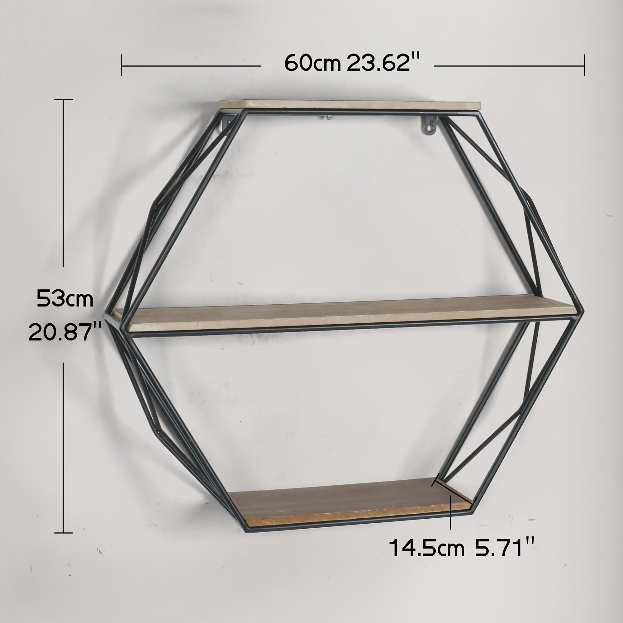 Hexagon Wall Shelves, Floating Shelves, Wall Mounted Shelves for Decor, Wood&Metal, Suitable for Living Room, Entryway, Hallway, Office, Floating Shelves House Of Avana
