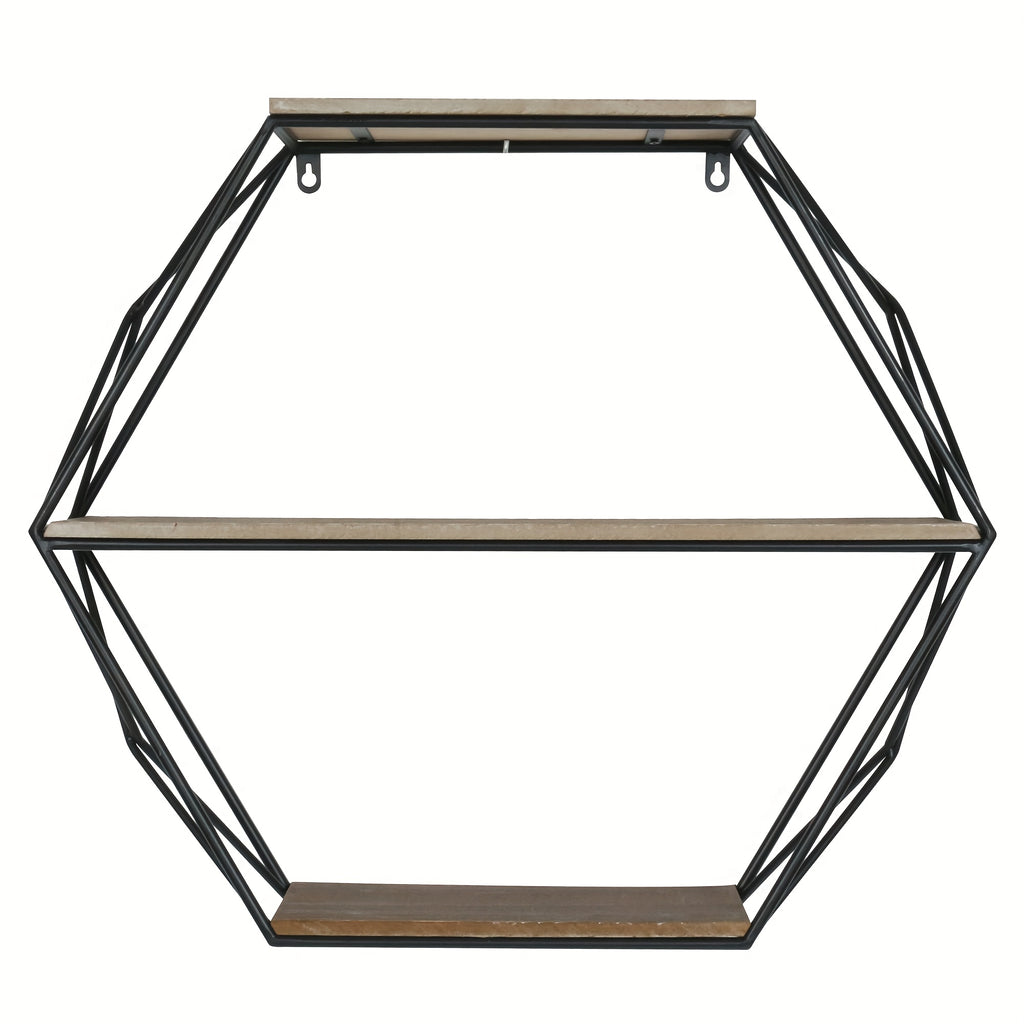 Hexagon Wall Shelves, Floating Shelves, Wall Mounted Shelves for Decor, Wood&Metal, Suitable for Living Room, Entryway, Hallway, Office, Floating Shelves House Of Avana