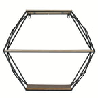 Hexagon Wall Shelves, Floating Shelves, Wall Mounted Shelves for Decor, Wood&Metal, Suitable for Living Room, Entryway, Hallway, Office, Floating Shelves House Of Avana