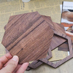 Brown wooden 3D hexagon wall panels, reusable and peel & stick - House of Avana