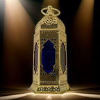 1pc of Hollow Iron Candle Holder Lantern, European Creative Hexagonal Frame Hanging Colorful Lantern, Middle Eastern Ramadan Home And Kitchen Festive Decoration Ornament. House Of Avana