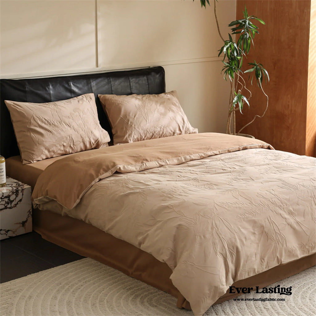Hidden Garden Jacquard Floral Bedding Set / Moss Green Ever Lasting