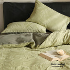 Hidden Garden Jacquard Floral Bedding Set / Moss Green Ever Lasting