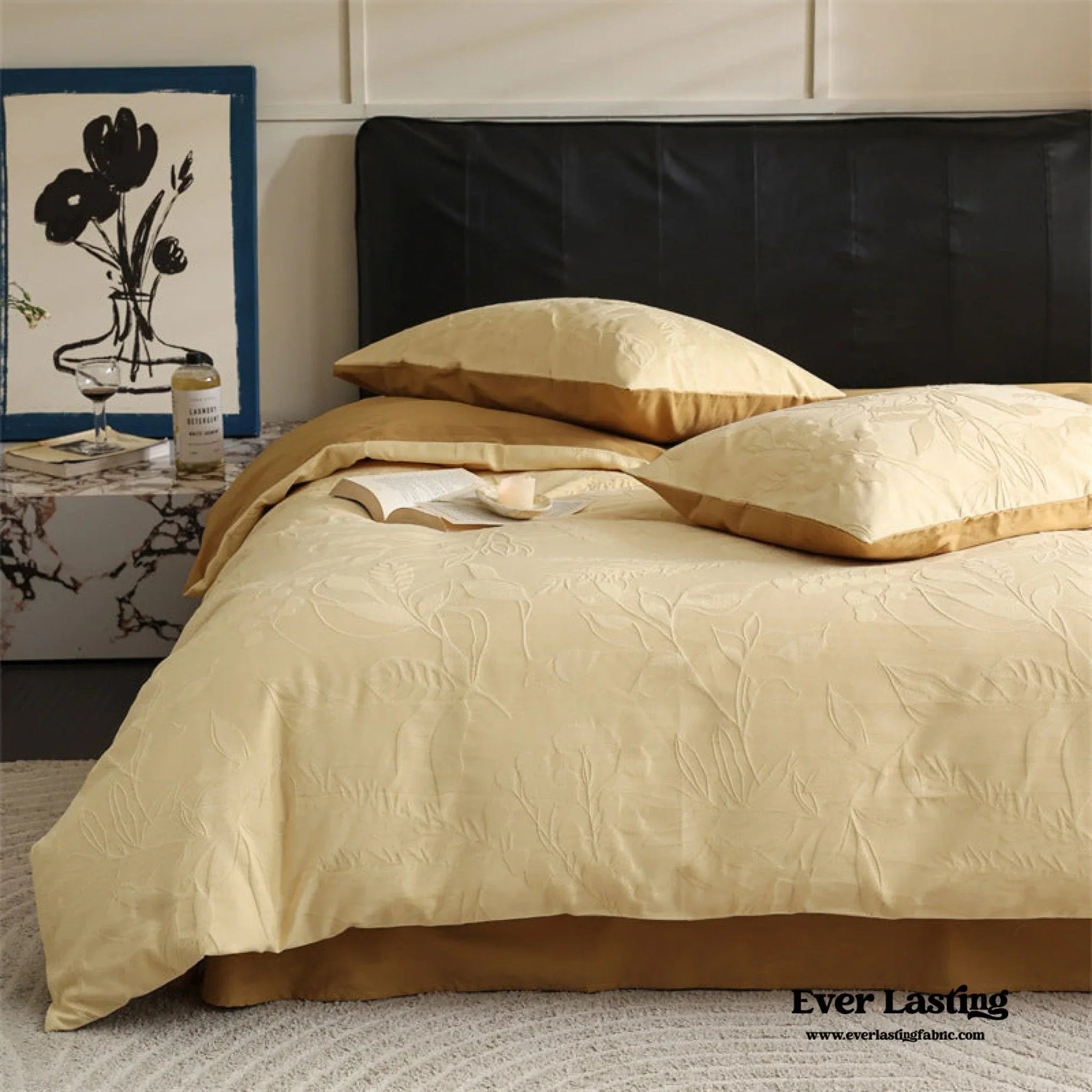 Hidden Garden Jacquard Floral Bedding Set / Moss Green Ever Lasting