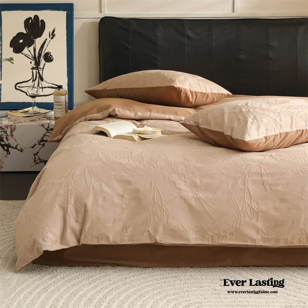 Hidden Garden Jacquard Floral Bedding Set / Moss Green Ever Lasting