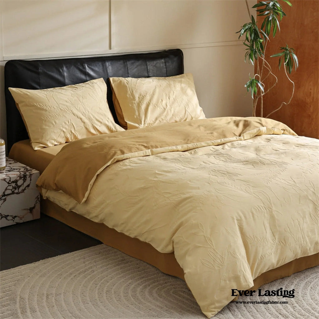 Hidden Garden Jacquard Floral Bedding Set / Moss Green Ever Lasting