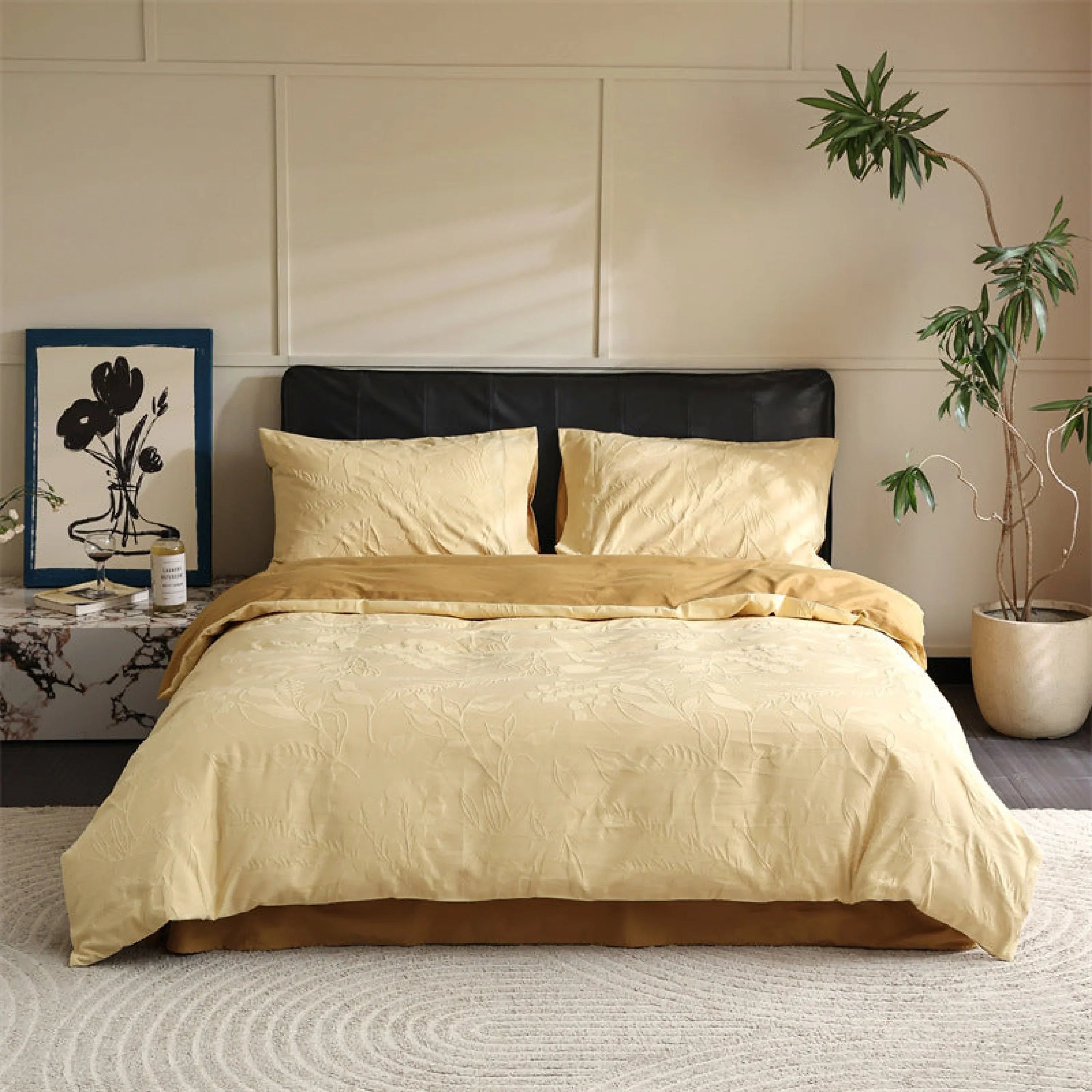 Hidden Garden Jacquard Floral Bedding Set / Moss Green Ever Lasting