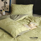 Hidden Garden Jacquard Floral Bedding Set / Moss Green Ever Lasting