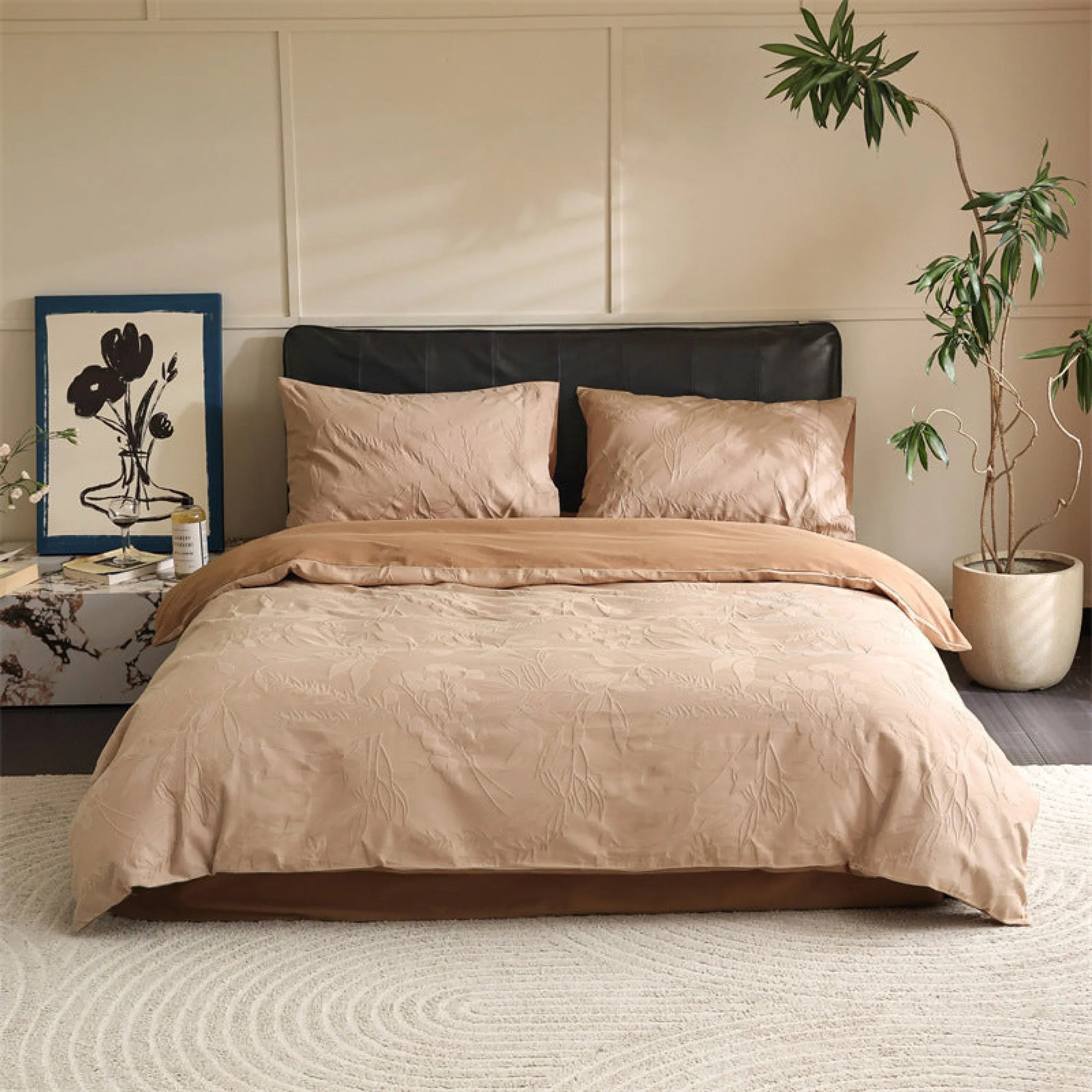 Hidden Garden Jacquard Floral Bedding Set / Moss Green Ever Lasting