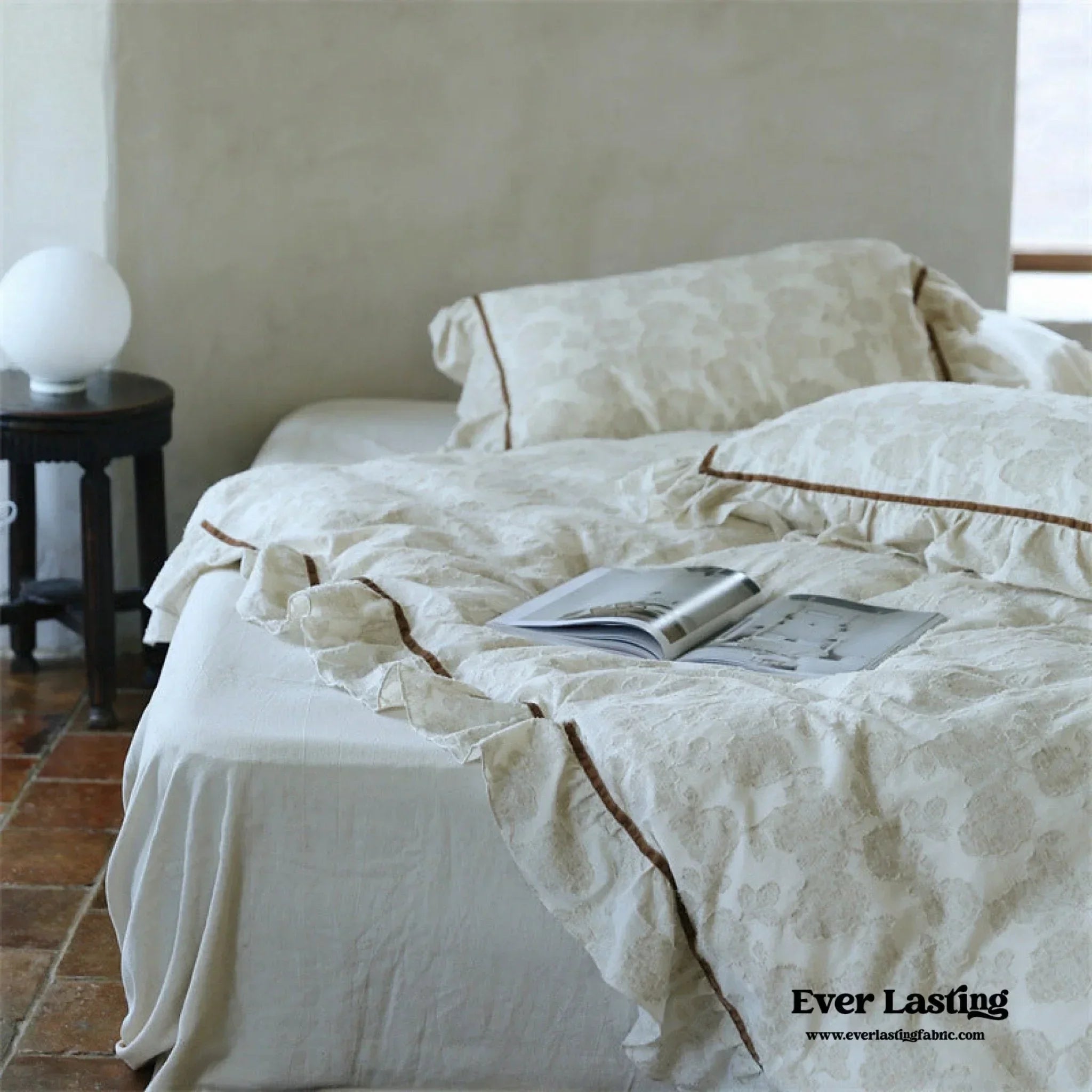 Hidden Garden Linen Cotton Floral Ruffle Bedding Set Ever Lasting