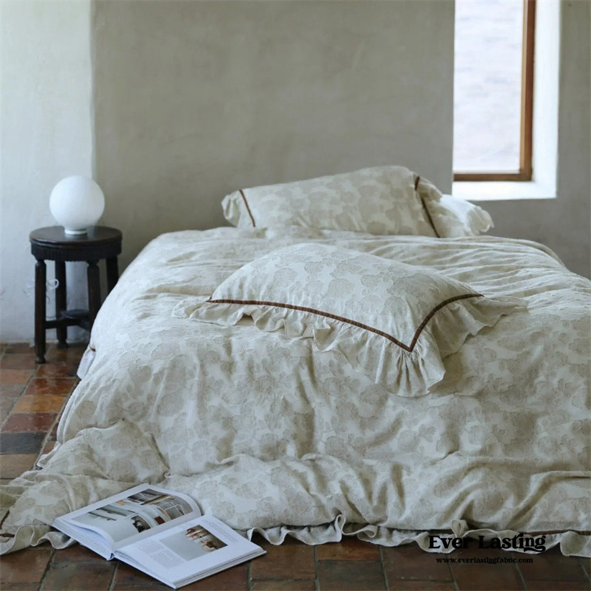 Hidden Garden Linen Cotton Floral Ruffle Bedding Set Ever Lasting