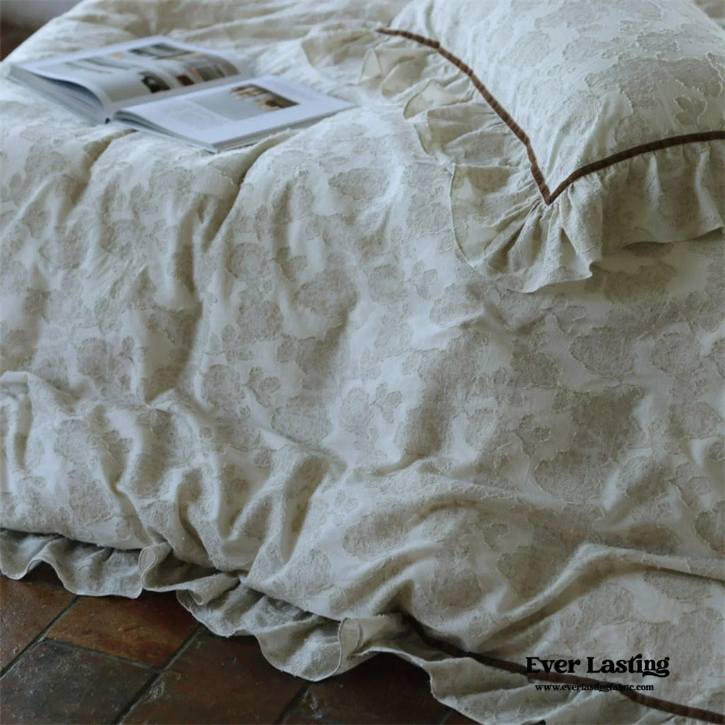 Hidden Garden Linen Cotton Floral Ruffle Bedding Set Ever Lasting